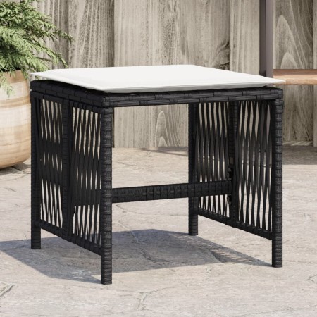 Taburetes de jardín con cojines 4 uds ratán PE negro 41x41x36cm de , Otomanas de exterior - Ref: Foro24-365055, Precio: 97,79...