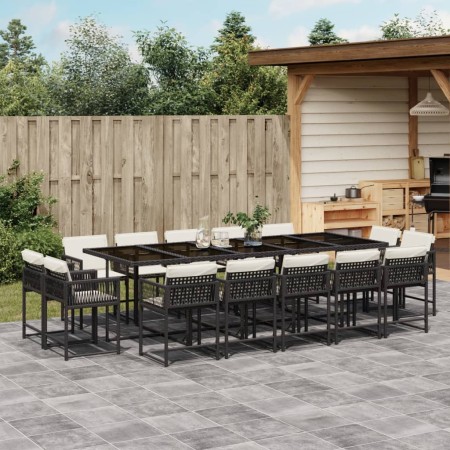 Set comedor de jardín con cojines 15 pzas ratán sintético negro de , Conjuntos de jardín - Ref: Foro24-3211590, Precio: 830,7...