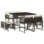 Set comedor para jardín 9 pzas y cojines ratán sintético marrón de , Conjuntos de jardín - Ref: Foro24-3211497, Precio: 348,8...