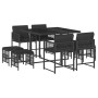 Set de comedor de jardín 9 pzas y cojines ratán sintético negro de , Conjuntos de jardín - Ref: Foro24-3211495, Precio: 330,2...
