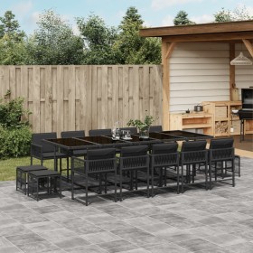 Set comedor de jardín con cojines 15 pzas ratán sintético negro de , Conjuntos de jardín - Ref: Foro24-3211531, Precio: 725,5...
