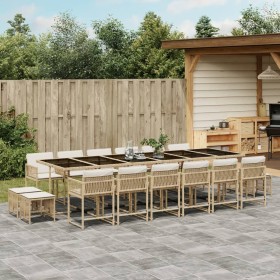 Set comedor de jardín 17 pzas con cojines ratán sintético beige de , Conjuntos de jardín - Ref: Foro24-3211546, Precio: 876,8...