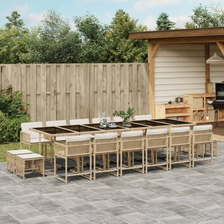 Set comedor de jardín 17 pzas con cojines ratán sintético beige de , Conjuntos de jardín - Ref: Foro24-3211546, Precio: 876,8...