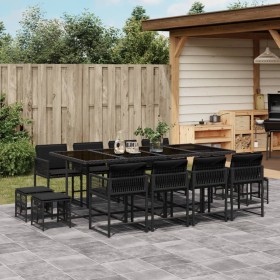 Set comedor de jardín con cojines 13 pzas ratán sintético negro de , Conjuntos de jardín - Ref: Foro24-3211519, Precio: 628,4...