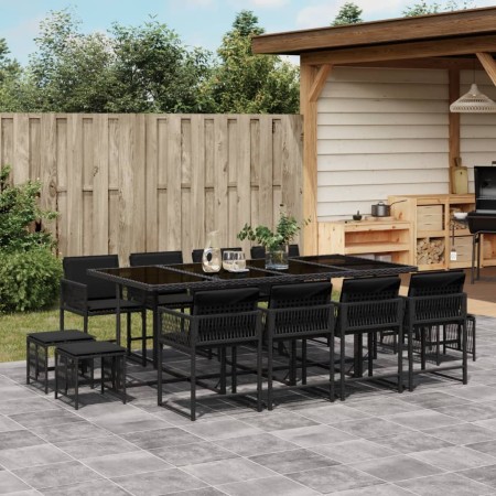 Set comedor de jardín con cojines 13 pzas ratán sintético negro de , Conjuntos de jardín - Ref: Foro24-3211519, Precio: 628,4...