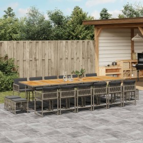 Set comedor de jardín 17 pzas y cojines ratán sintético gris de , Conjuntos de jardín - Ref: Foro24-3211550, Precio: 968,47 €...