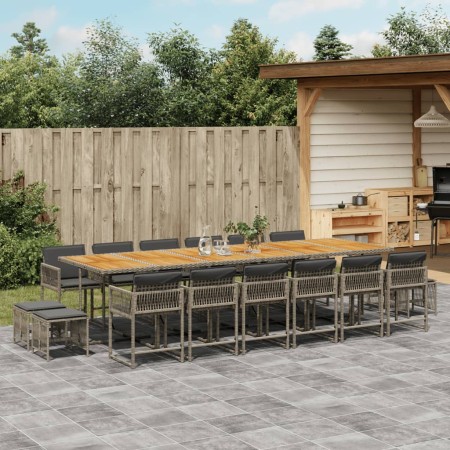 Set comedor de jardín 17 pzas y cojines ratán sintético gris de , Conjuntos de jardín - Ref: Foro24-3211550, Precio: 968,47 €...