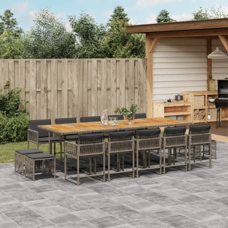 Set comedor de jardín con cojines 15 pzas ratán sintético gris de , Conjuntos de jardín - Ref: Foro24-3211538, Precio: 838,82...