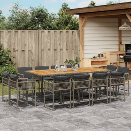 Set comedor de jardín con cojines 13 pzas ratán sintético gris de , Conjuntos de jardín - Ref: Foro24-3211586, Precio: 792,84...