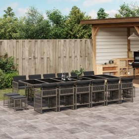 Set comedor de jardín 17 pzas y cojines ratán sintético gris de , Conjuntos de jardín - Ref: Foro24-3211724, Precio: 924,31 €...