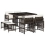 Set comedor para jardín 9 pzas y cojines ratán sintético marrón de , Conjuntos de jardín - Ref: Foro24-3211677, Precio: 367,3...
