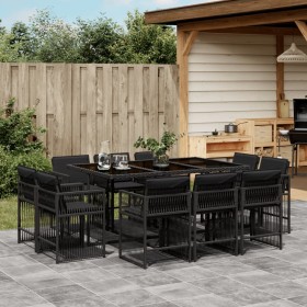 Set de comedor jardín 11 pzas con cojines ratán sintético negro de , Conjuntos de jardín - Ref: Foro24-3211747, Precio: 579,1...