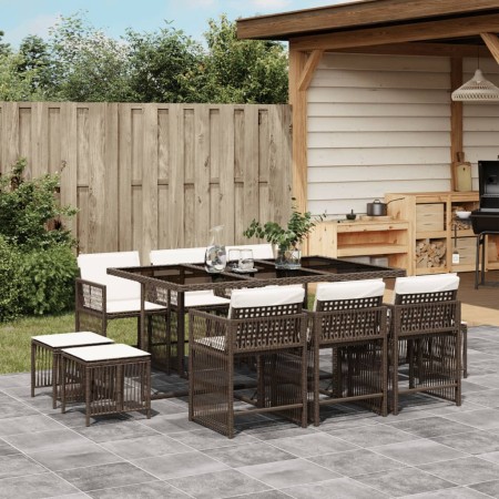 Set comedor de jardín 11 pzas y cojines ratán sintético marrón de , Conjuntos de jardín - Ref: Foro24-3211689, Precio: 506,93...