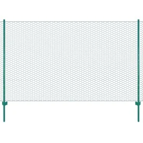 Wire mesh fence with green 25x2 m steel posts by , fence panels - Ref: Foro24-144607, Price: 158,15 €, Discount: %