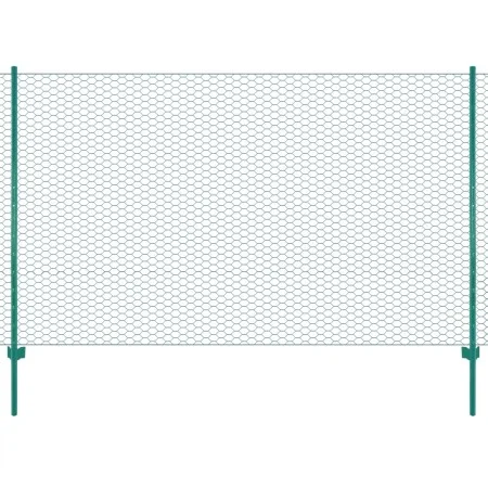 Wire mesh fence with green 25x2 m steel posts by , fence panels - Ref: Foro24-144607, Price: 158,15 €, Discount: %