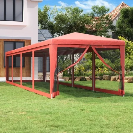 Carpa para fiestas con 10 paredes de malla HDPE rojo 3x12 m de , Carpas y cenadores - Ref: Foro24-319250, Precio: 190,97 €, D...