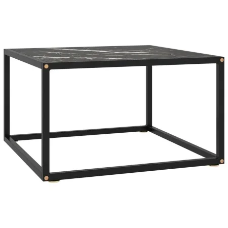 Mesa de centro negra con vidrio de mármol negro 60x60x35 cm de , Mesas de centro - Ref: Foro24-322874, Precio: 65,93 €, Descu...