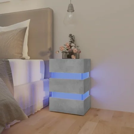 Mesita de noche LED madera ingeniería gris hormigón 45x35x67 cm de , Mesitas de noche - Ref: Foro24-326844, Precio: 120,98 €,...