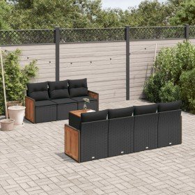 Set de sofás de jardín 8 piezas y cojines ratán sintético negro en Conjuntos de jardín | Comprar online en Foru.es