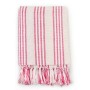Manta a rayas de algodón rosa y blanco 125x150 cm de , Mantas - Ref: Foro24-245324, Precio: 16,30 €, Descuento: %