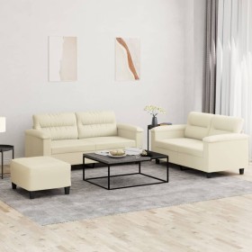 Juego de sofás con cojines 3 piezas cuero sintético crema de , Sofás - Ref: Foro24-3202368, Precio: 556,32 €, Descuento: %