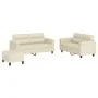 Juego de sofás con cojines 3 piezas cuero sintético crema de , Sofás - Ref: Foro24-3202368, Precio: 528,79 €, Descuento: %
