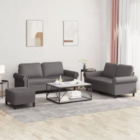 Sofagarnitur mit 3-teiligen Kissen aus grauem Kunstleder. von , Sofas - Ref: Foro24-3202157, Preis: 488,32 €, Rabatt: %