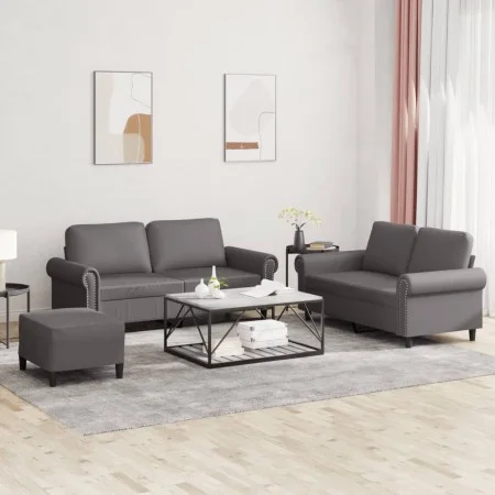 Juego de sofás con cojines 3 piezas cuero sintético gris de , Sofás - Ref: Foro24-3202157, Precio: 488,32 €, Descuento: %