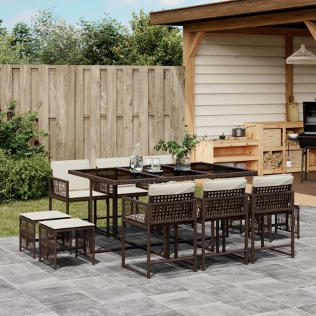 Set comedor de jardín 11 pzas y cojines ratán sintético marrón de , Conjuntos de jardín - Ref: Foro24-3211509, Precio: 471,10...