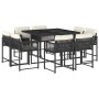 Set de comedor de jardín 9 pzas y cojines ratán sintético negro de , Conjuntos de jardín - Ref: Foro24-3211554, Precio: 414,5...