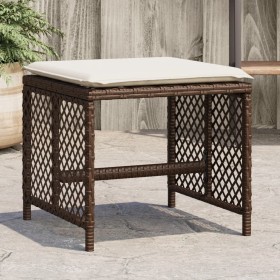 Taburetes de jardín con cojines 4 uds ratán sintético marrón de , Otomanas de exterior - Ref: Foro24-365051, Precio: 99,81 €,...
