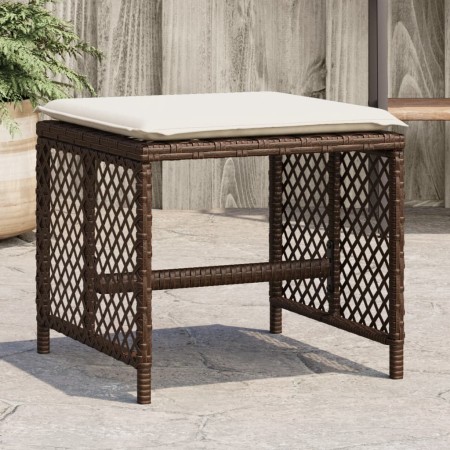 Taburetes de jardín con cojines 4 uds ratán sintético marrón de , Otomanas de exterior - Ref: Foro24-365051, Precio: 99,81 €,...
