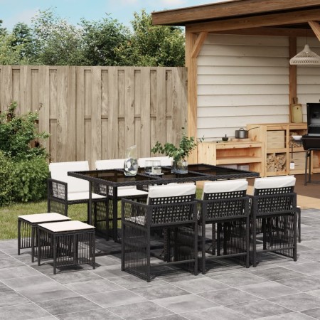 Set de comedor jardín 11 pzas con cojines ratán sintético negro de , Conjuntos de jardín - Ref: Foro24-3211686, Precio: 499,7...