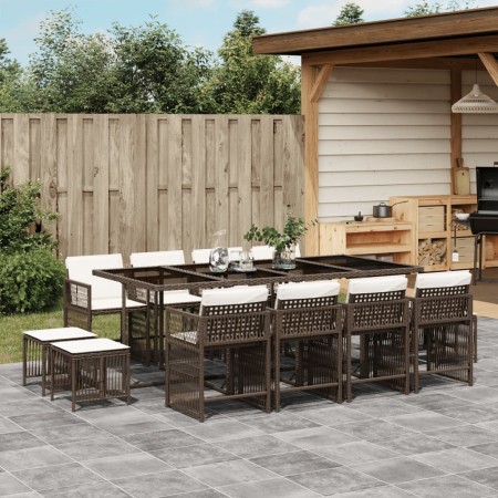 Set muebles de jardín 13 pzas y cojines ratán sintético marrón de , Conjuntos de jardín - Ref: Foro24-3211701, Precio: 731,80...