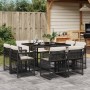 Set de comedor de jardín 9 pzas y cojines ratán sintético negro de , Conjuntos de jardín - Ref: Foro24-3211734, Precio: 460,5...