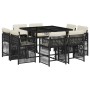 Set de comedor de jardín 9 pzas y cojines ratán sintético negro de , Conjuntos de jardín - Ref: Foro24-3211734, Precio: 460,5...