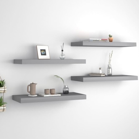 Estantes flotantes de pared 4 uds MDF gris 60x23,5x3,8 cm de vidaXL, Estantes y estanterías - Ref: Foro24-323855, Precio: 50,...