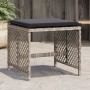 Taburetes jardín y cojines 4 uds ratán PE gris claro 41x41x36cm de , Otomanas de exterior - Ref: Foro24-365053, Precio: 103,6...