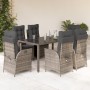 Set comedor jardín 7 pzas y cojines ratán sintético gris de , Conjuntos de jardín - Ref: Foro24-3213080, Precio: 873,15 €, De...