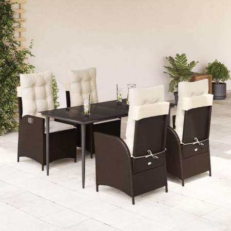 Set comedor de jardín 5 piezas y cojines ratán sintético marrón de , Conjuntos de jardín - Ref: Foro24-3213198, Precio: 611,0...