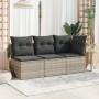 Sofá de jardín sin reposabrazos con cojines ratán PE gris claro de , Sofás de exterior - Ref: Foro24-366174, Precio: 56,46 €,...