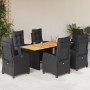Set de comedor de jardín 7 pzas y cojines ratán sintético negro de , Conjuntos de jardín - Ref: Foro24-3212936, Precio: 942,8...