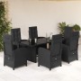 Set de comedor de jardín 7 pzas y cojines ratán sintético negro de , Conjuntos de jardín - Ref: Foro24-3212251, Precio: 795,1...