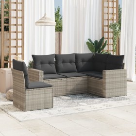 Set de sofás jardín y cojines 5 pzas ratán sintético gris claro de , Conjuntos de jardín - Ref: Foro24-3218962, Precio: 345,5...