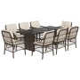 Set comedor para jardín 9 pzas y cojines ratán sintético marrón de , Conjuntos de jardín - Ref: Foro24-3212059, Precio: 911,1...