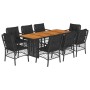 Set de comedor de jardín 9 pzas y cojines ratán sintético negro de , Conjuntos de jardín - Ref: Foro24-3212073, Precio: 812,9...