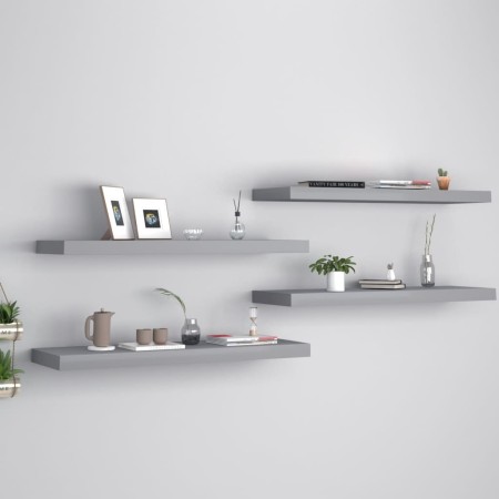 Estantes flotantes de pared 4 uds MDF gris 80x23,5x3,8 cm de vidaXL, Estantes y estanterías - Ref: Foro24-323858, Precio: 59,...