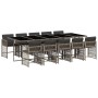 Set de comedor de jardín 11 pzas y cojines ratán sintético gris de , Conjuntos de jardín - Ref: Foro24-3211652, Precio: 713,7...