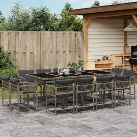 Set comedor de jardín con cojines 13 pzas ratán sintético gris de , Conjuntos de jardín - Ref: Foro24-3211580, Precio: 734,01...