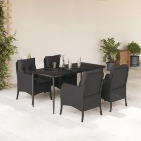 Set de muebles jardín 5 pzas con cojines ratán sintético negro de , Conjuntos de jardín - Ref: Foro24-3211923, Precio: 521,05...
